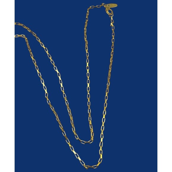 Soho Design Necklace Gold Tone Pendant Geometric Long Paperclip Link Chain 34" - Picture 6 of 11